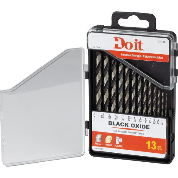 871431DB 13-Piece Black Oxide Drill Bit Set, 1/16 In. thru 1/4 In.