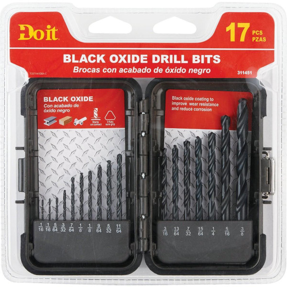 871441DB 17-Piece Black Oxide Drill Bit Set, 1/16 In. thru 3/8 In.