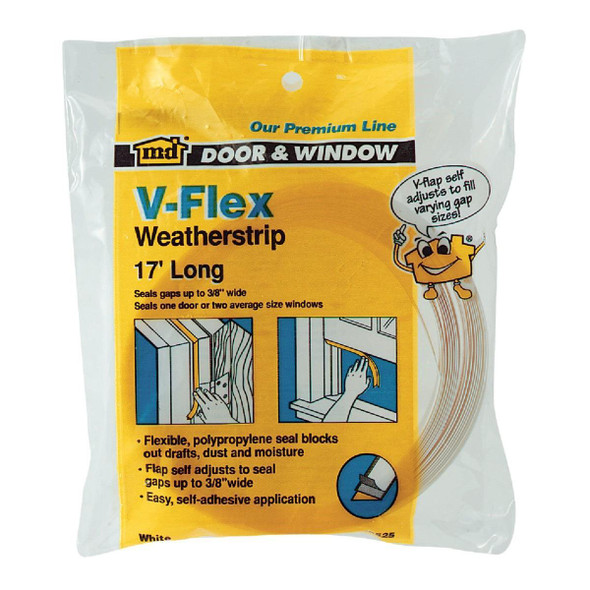 03525 M-D White 17' 7/8" V-Flex Weatherstrip