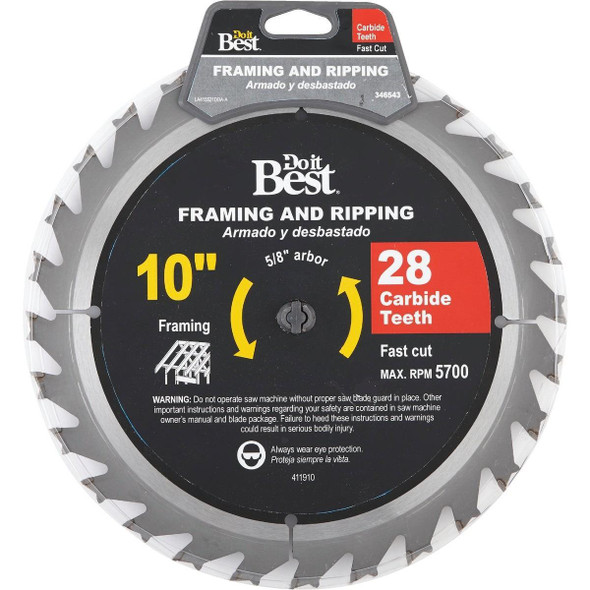 415521DB 10 In. 28-Tooth Framing & Ripping Circular Saw Blade