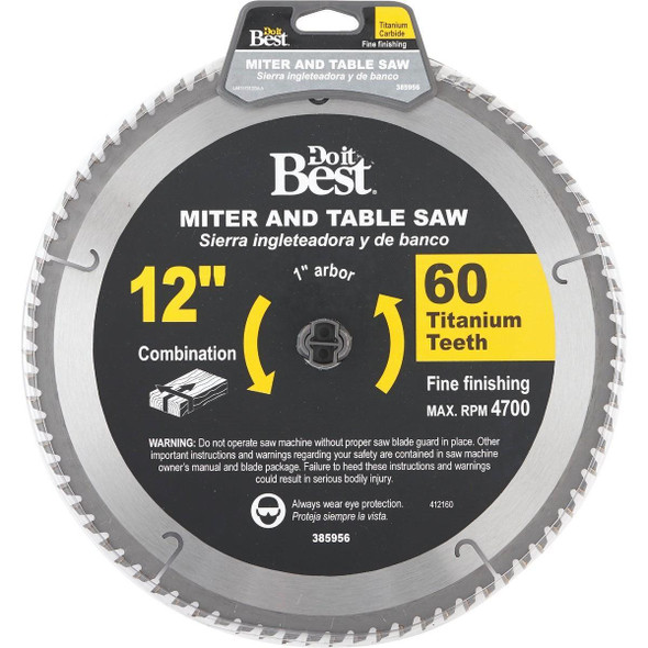 415791DB Professional 12 In. 60-Tooth Fine Crosscut/Plywood Circular Saw Blade