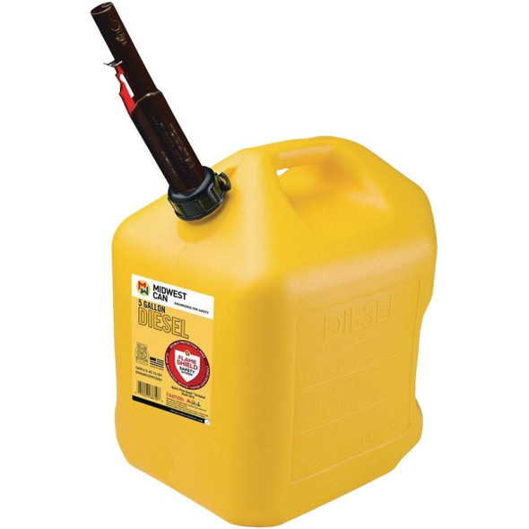 8610 Midwest Can 5 Gal. Plastic Auto Shut Off Diesel Fuel Can, Yellow