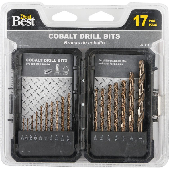 492281DB 17-Piece Cobalt Drill Bit Set, 1/16 In. thru 3/8 In.