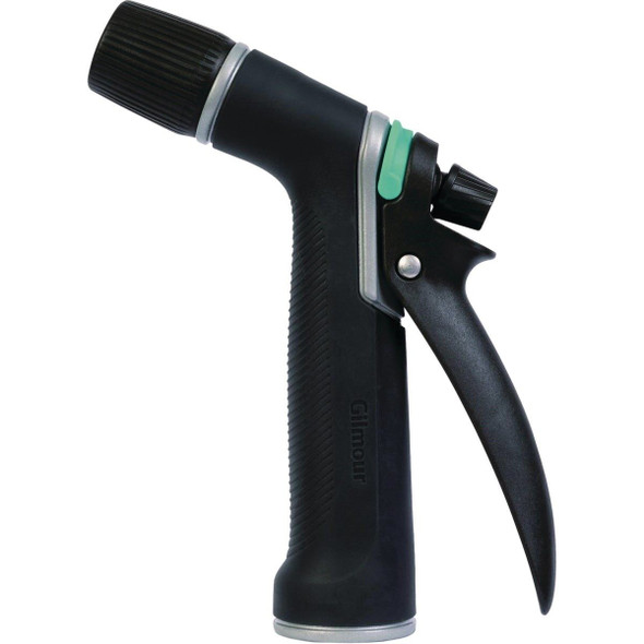 813702-1001 Gilmour Metal Adjustable Rear Trigger Pistol Nozzle, Black & Green