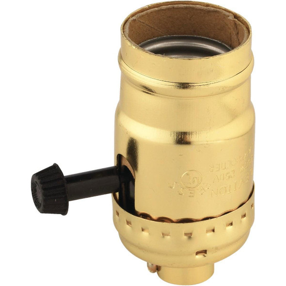 R50-10083-16 Leviton Turn-Knob Medium Base Brass Lamp Socket