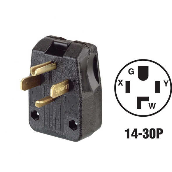 R55-00275-00E Leviton 30A/50A 125V/250V 4-Wire 3-Pole Dual Range/Dryer Power Plug
