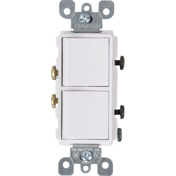 R62-5634-WS Leviton Single Pole White 15A Duplex Switch