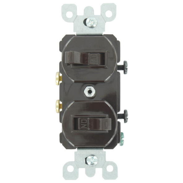 500-05224-02S Leviton Single Pole Brown 15A Quiet Duplex Switch