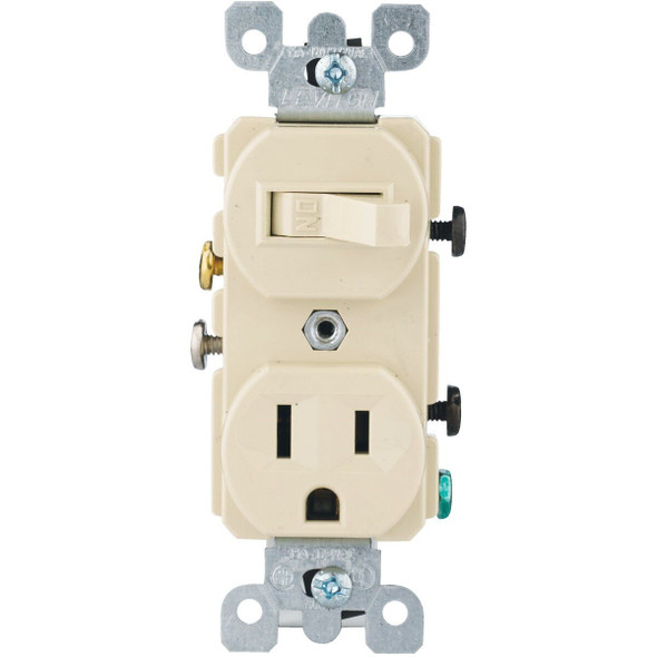 52250IS Leviton Ivory 15A Heavy-Duty Switch & Outlet