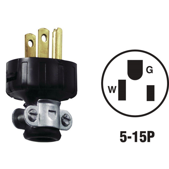C20-48648-000 15A 125V 3-Wire 2-Pole Heavy-Duty Round Cord Plug