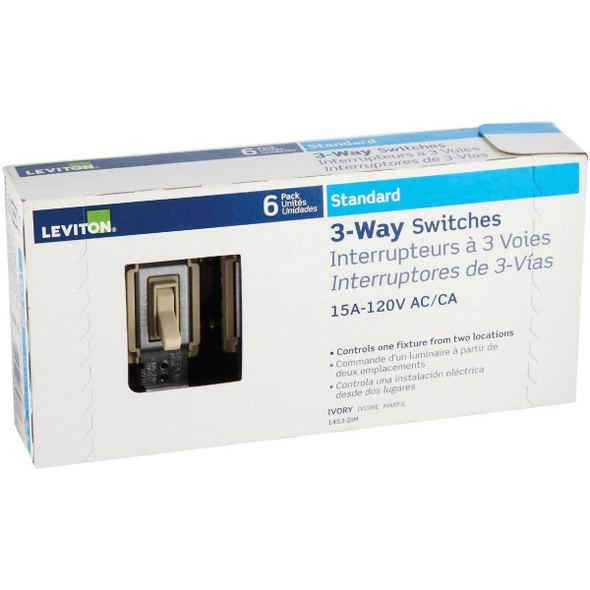 M21-01453-2IM Leviton Toggle Ivory 15A 3-Way Switch (6-Pack)