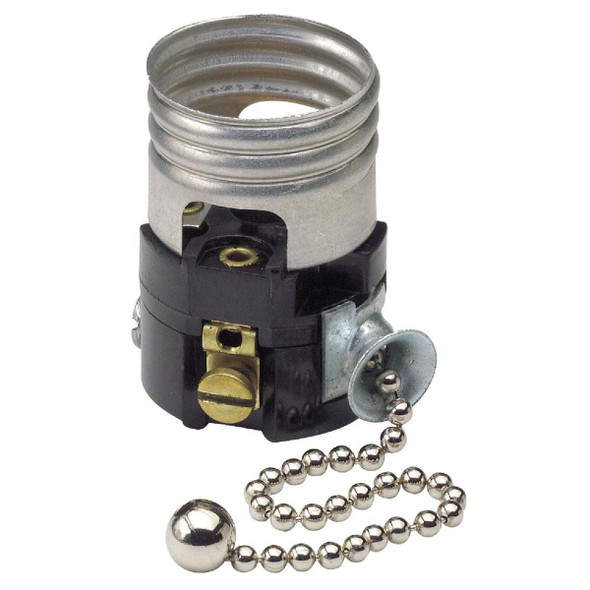 C21-19980-00M Pull Chain Medium Base Black Interior Lamp Socket