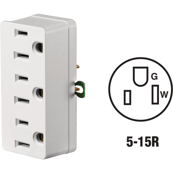 C26-00698-0WH Leviton White 15A 3-Outlet Tap