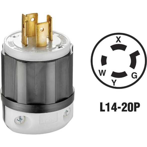 121-02411-0PB Leviton 20A 125V/250V 4-Wire 3-Pole Industrial Grade Locking Cord Plug