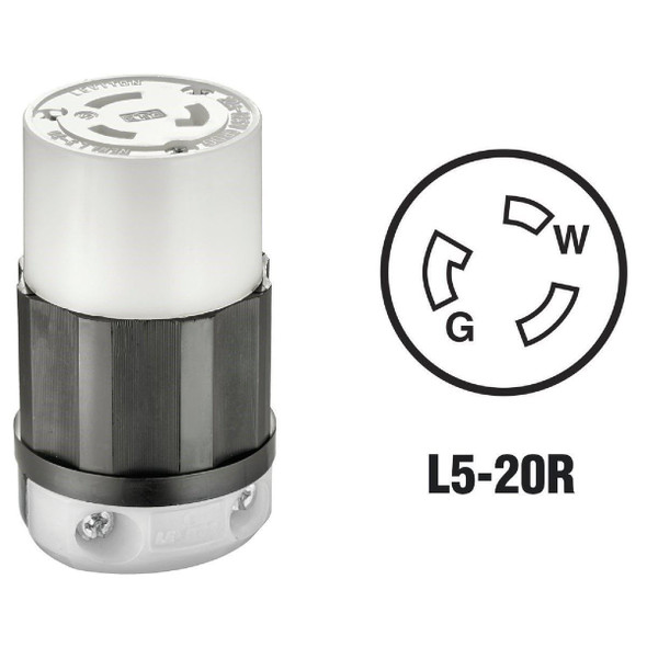121-02313-0PB Leviton 20A 125V 3-Wire 2-Pole Industrial Grade Locking Cord Connector