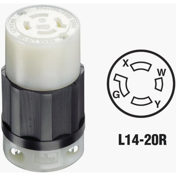 121-02413-0PB Leviton 20A 125V/250V 4-Wire 3-Pole Industrial Grade Locking Cord Connector