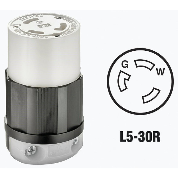 121-02613-0PB Leviton 30A 125V 3-Wire 2-Pole Industrial Grade Locking Cord Connector