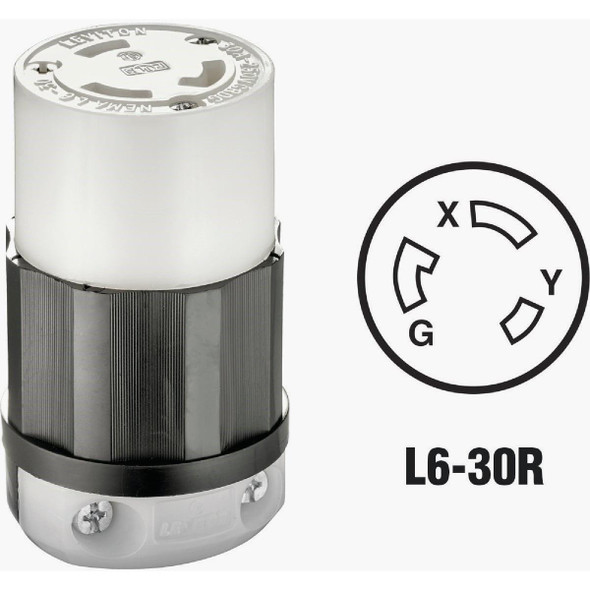 121-C2623-0PB Leviton 30A 250V 3-Wire 2-Pole Industrial Grade Locking Cord Connector