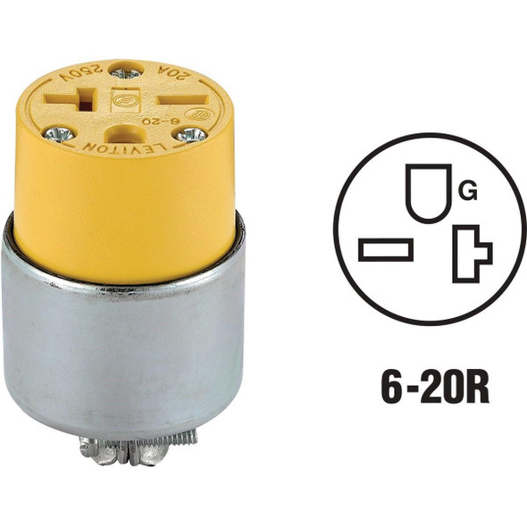 000-620CA Leviton 20A 250V 3-Wire 2-Pole Armored Cord Connector