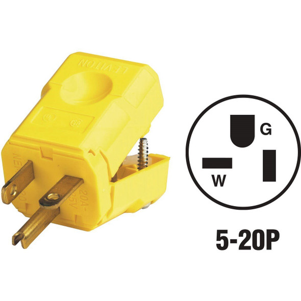 081-05356-0VY Leviton 20A 125V 3-Wire 2-Pole Python Cord Plug