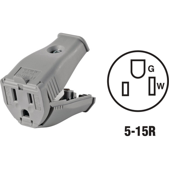 001-3W102-0GY Leviton 15A 125V 3-Wire 2-Pole Clamp Tight Cord Connector, Gray