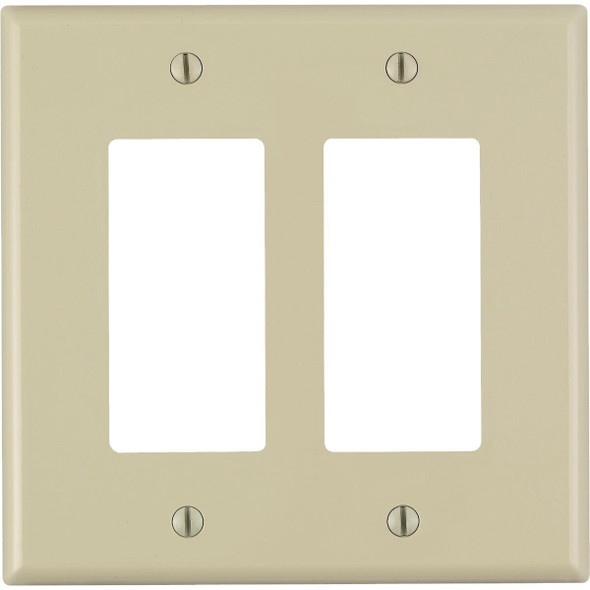 001-88602-00W Leviton Decora 2-Gang Plastic Oversized Rocker Decorator Wall Plate, White