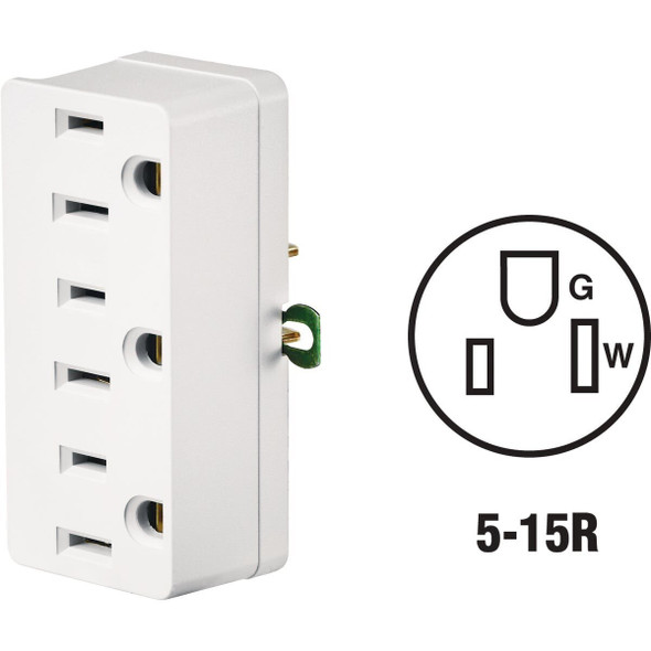 004-00698-00W Leviton White 15A 3-Outlet Tap