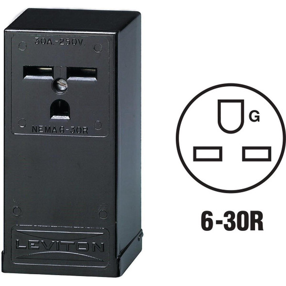 010-05376-P00 Leviton 30A Surface Mount Black 6-30R Power Outlet