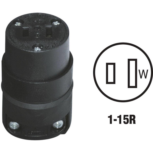 000-115CR Leviton 15A 125V 2-Wire 2-Pole Rough Use Cord Connector