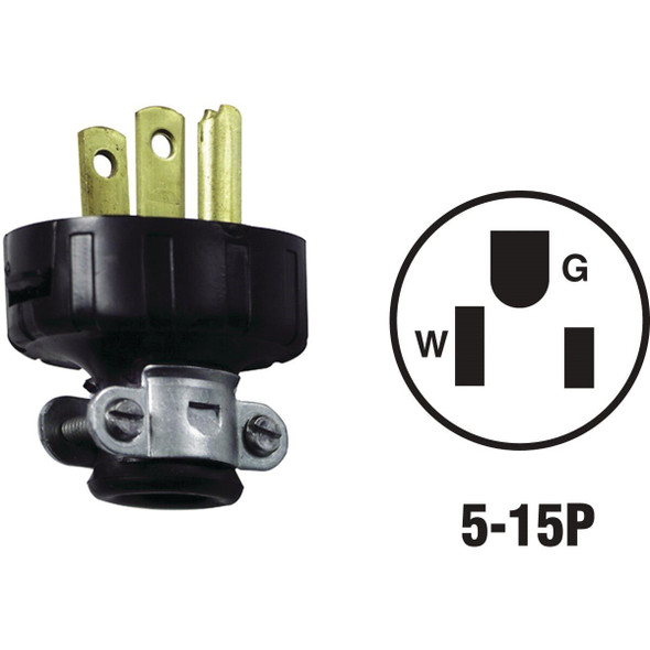 010-48648-03E Leviton 15A 125V 3-Wire 2-Pole Heavy-Duty Cord Plug