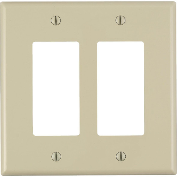 001-86602-00I Leviton Decora 2-Gang Plastic Oversized Rocker Decorator Wall Plate, Ivory