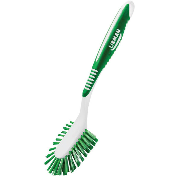 1043 Libman Green & White Polymer 8 In. Ergonomic Rubber Grip Dish Brush