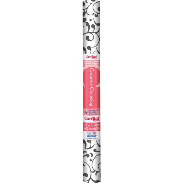 16F-C9AR62-06 Con-Tact Creative Covering 18 In. x 16 Ft. Virtu Black Self-Adhesive Shelf Liner