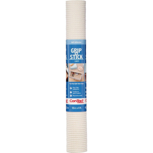 04F-18C52-06 Con-Tact Grip-N-Stick 18 In. x 4 Ft. White Self-Adhesive Shelf Liner