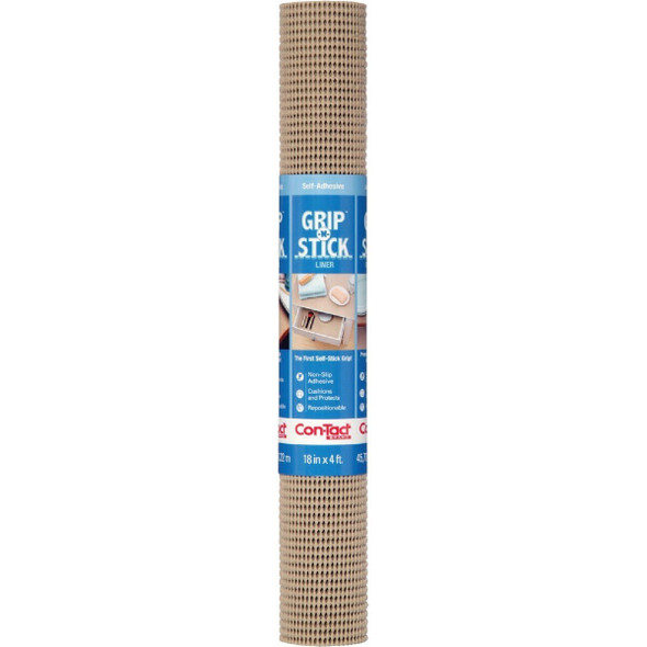04F-18C59-06 Con-Tact Grip-N-Stick 18 In. x 4 Ft. Taupe Self-Adhesive Shelf Liner