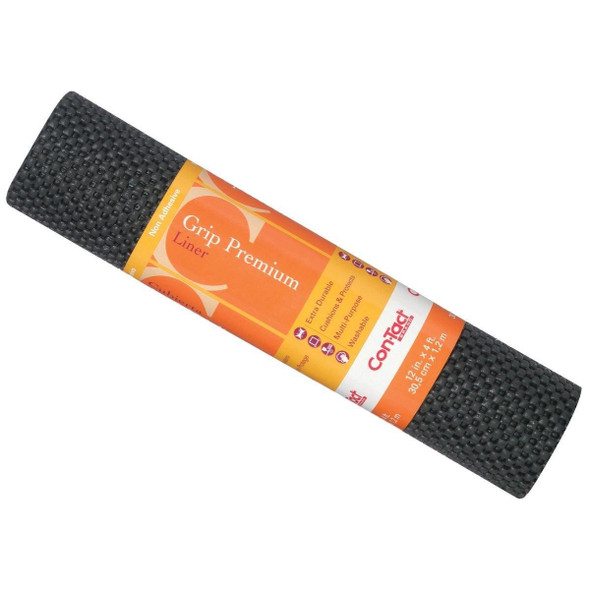 04F-C6L51-01 Con-Tact 12 In. x 4 Ft. Black Grip Premium Non-Adhesive Shelf Liner