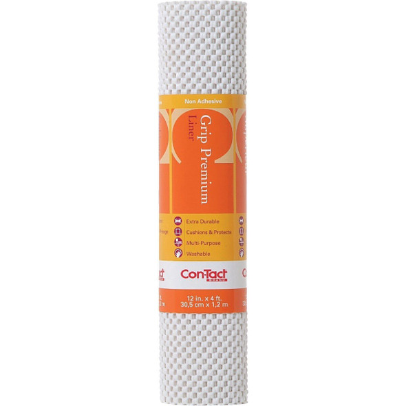 04F-C6L52-01 Con-Tact 12 In. x 4 Ft. White Grip Premium Non-Adhesive Shelf Liner