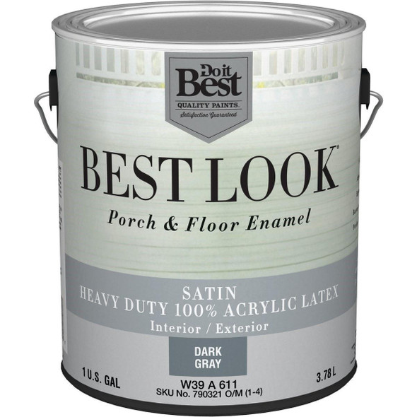 W39A00611-16 Best Look 1 Gal. Dark Gray Heavy-Duty Acrylic Latex Satin Porch & Floor Enamel