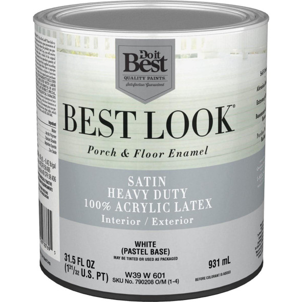 W39W00601-14 Best Look 1 Qt. White Heavy-Duty Acrylic Latex Satin Porch & Floor Enamel