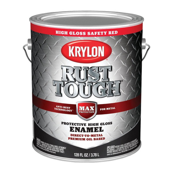 K09737008 Krylon Rust Tough Gloss Anti-Rust  Safety Color Rust Control Enamel, Safety Red, 1 Gal.
