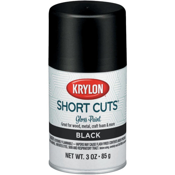SCS-054 Krylon Short Cuts 3 Oz. High-Gloss Enamel Spray Paint, Black