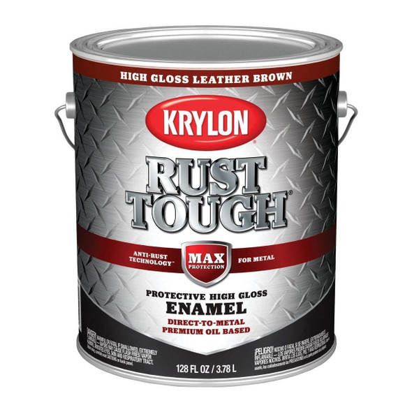 K09740008 Krylon Rust Tough Oil-Based Gloss Rust Control Enamel, Brown, 1 Gal.