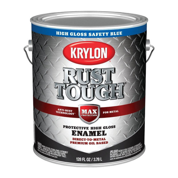 K09741008 Krylon Rust Tough Gloss Anti-Rust Safety Color Rust Control Enamel, Safety Blue, 1 Gal.