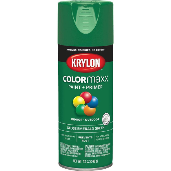 K05517007 Krylon ColorMaxx 12 Oz. Gloss Spray Paint, Emerald Green