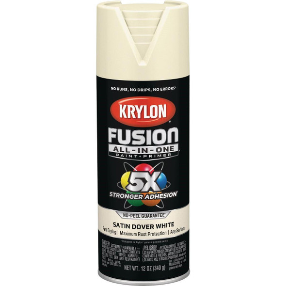 K02737007 Krylon Fusion All-In-One Satin Spray Paint & Primer, Dover White