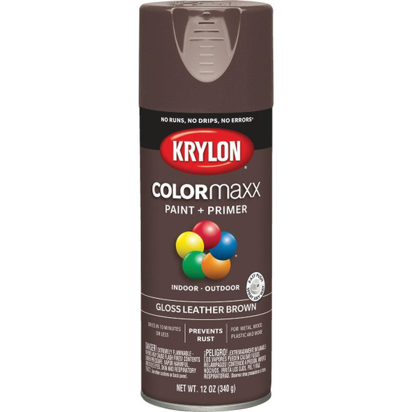 K05527007 Krylon ColorMaxx 12 Oz. Gloss Spray Paint, Leather Brown