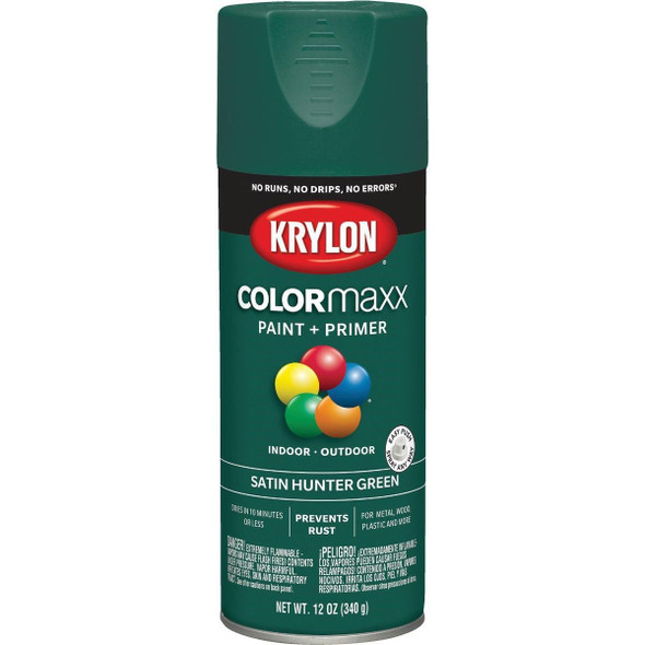 K05563007 Krylon ColorMaxx 12 Oz. Satin Spray Paint, Hunter Green
