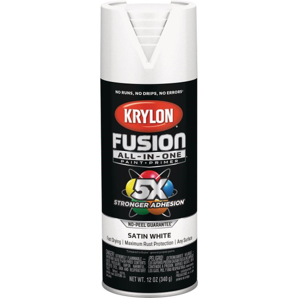 K02753007 Krylon Fusion All-In-One Satin Spray Paint & Primer, White