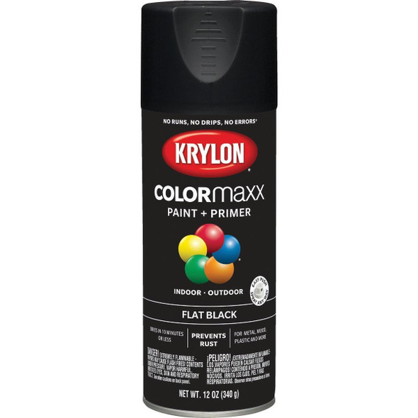 K05546007 Krylon ColorMaxx 12 Oz. Flat Spray Paint, Black
