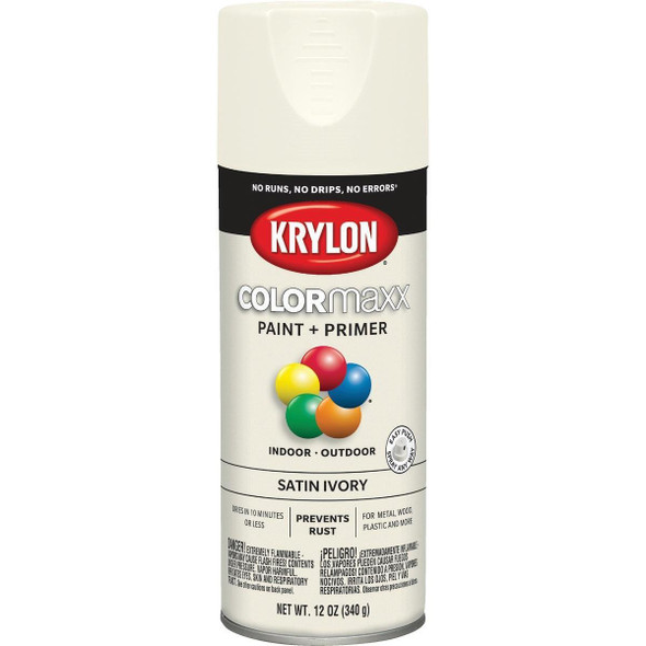 K05567007 Krylon ColorMaxx 12 Oz. Satin Spray Paint, Ivory